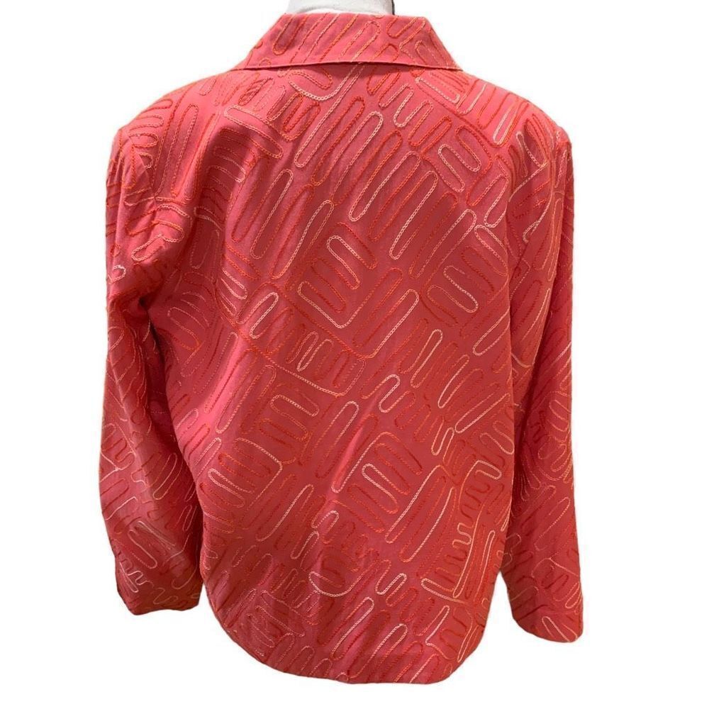 Patchington Vintage 80s 90s Embroidered Silk Blend  Melon Blazer Wmn Medium EUC‎ - Picture 3 of 13